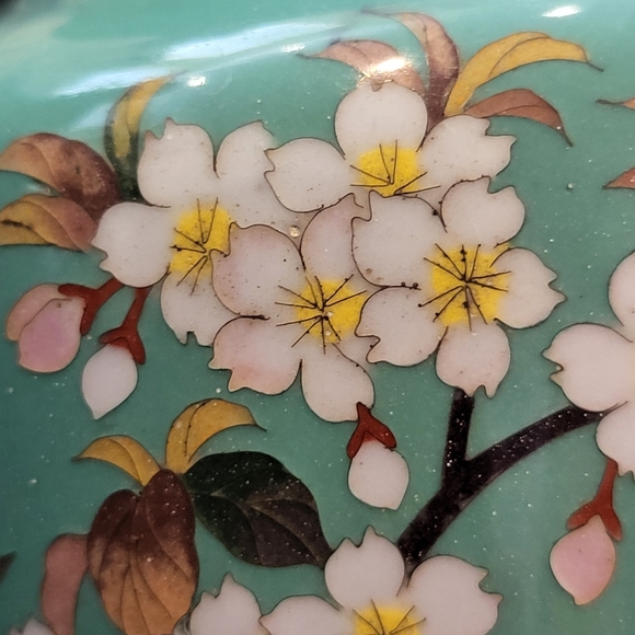 Japanese Cloisonne Enamel Vase Floral Bird Motif late 19th/Early 20th Century - Picture 11 of 16